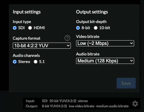 input and output settings